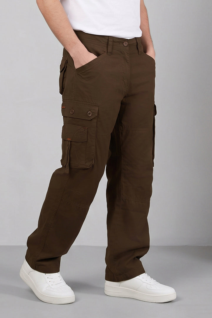 Brown 6 Pocket Tactical Cargo Pants Comfortable Casual Trousers