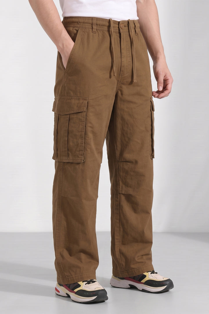 Dark Brown 6 Pocket Tactical Cargo Pants Comfortable Casual Trousers