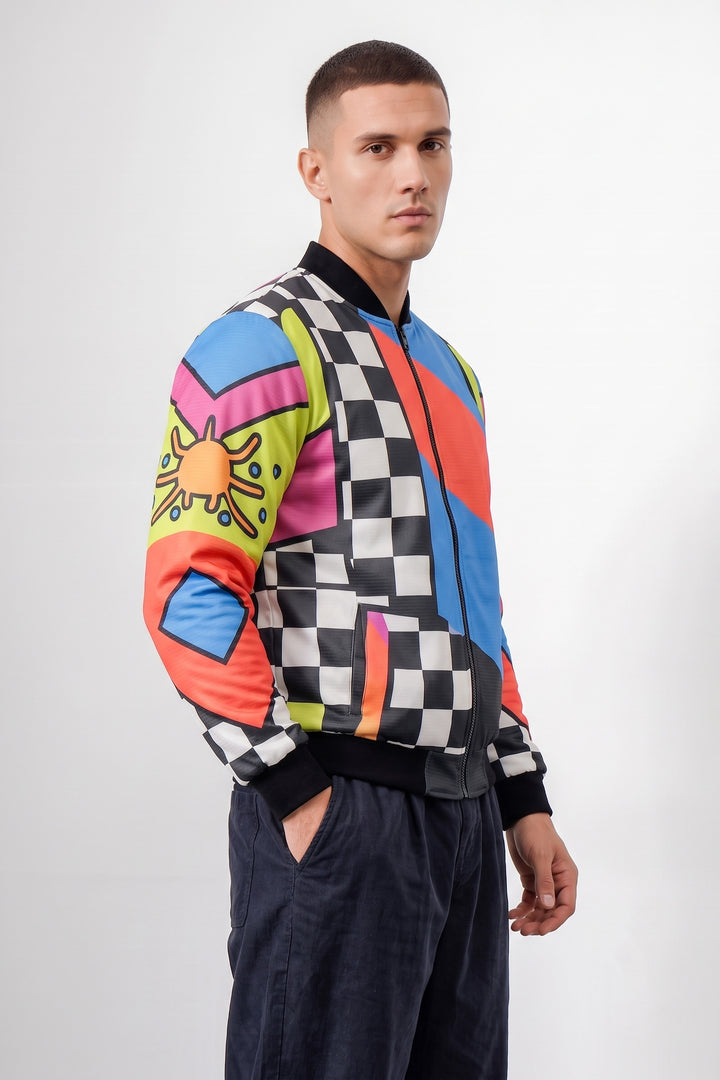 Multi Digital Printed Regular Fit Bomber Jacket