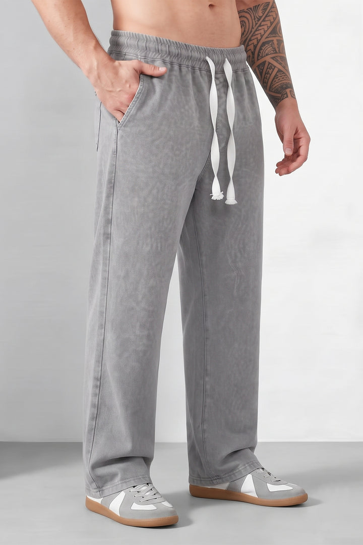 Grey Denim Shade Contemporary Acid Wash Sweatpant