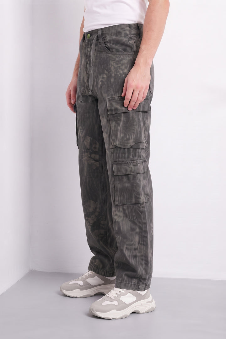 Black Multi Mens 8 Pocket Cargo Pants | Multi-Pocket Utility Trousers | Regular Fit Casual Cargo Pants