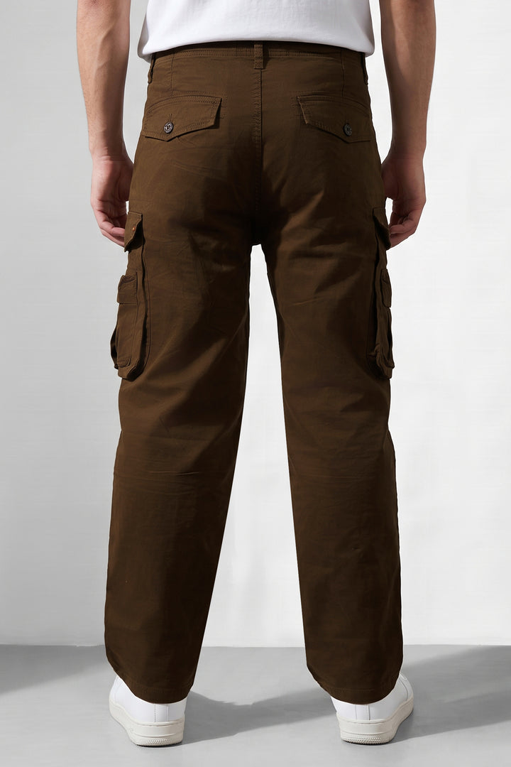 Brown 6 Pocket Tactical Cargo Pants Comfortable Casual Trousers