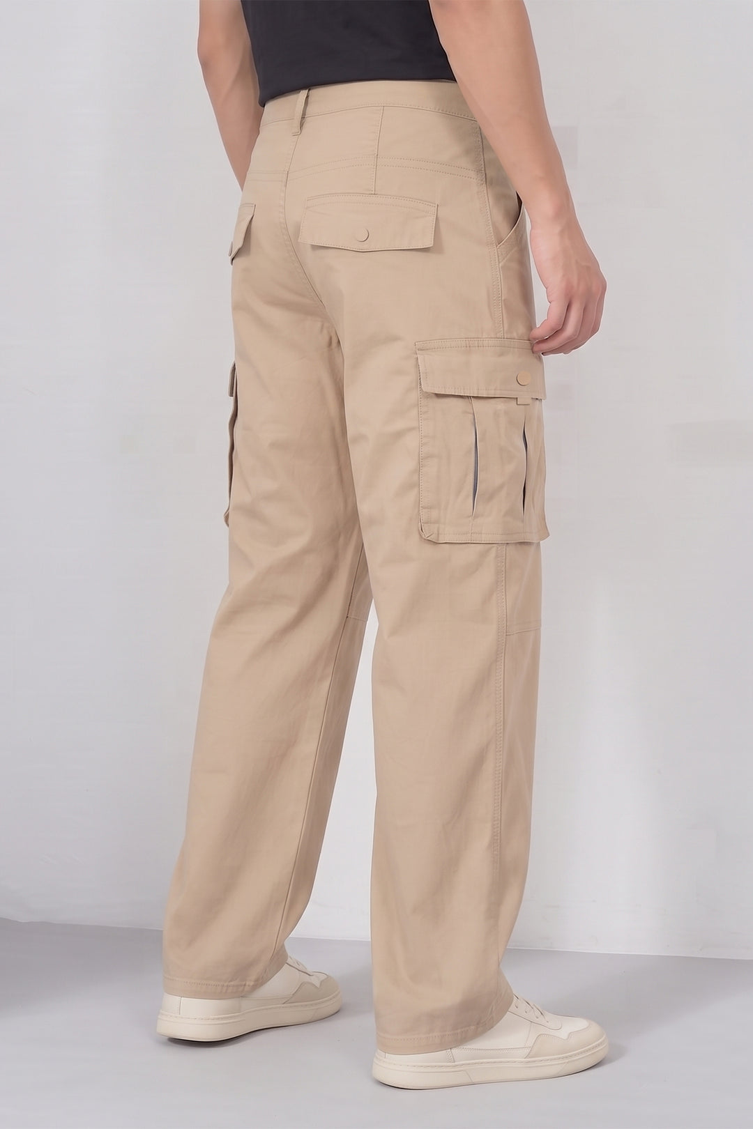 Cream Mens 6 Pocket Cargo Pants