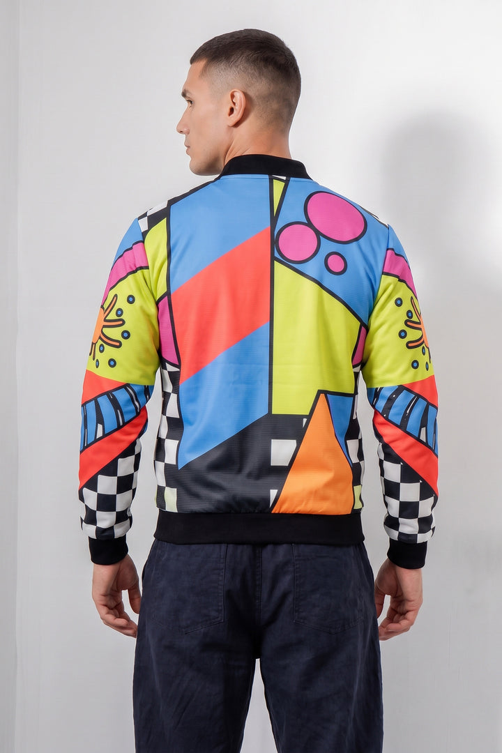 Multi Digital Printed Regular Fit Bomber Jacket