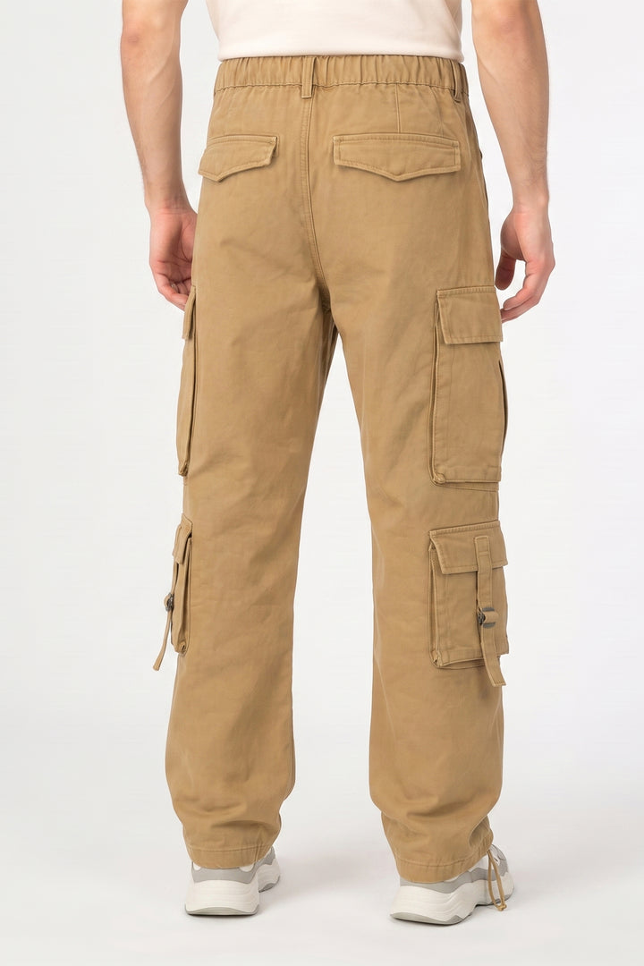Gritstones Men's Yellow Utility 10 Pocket Cargo Pants