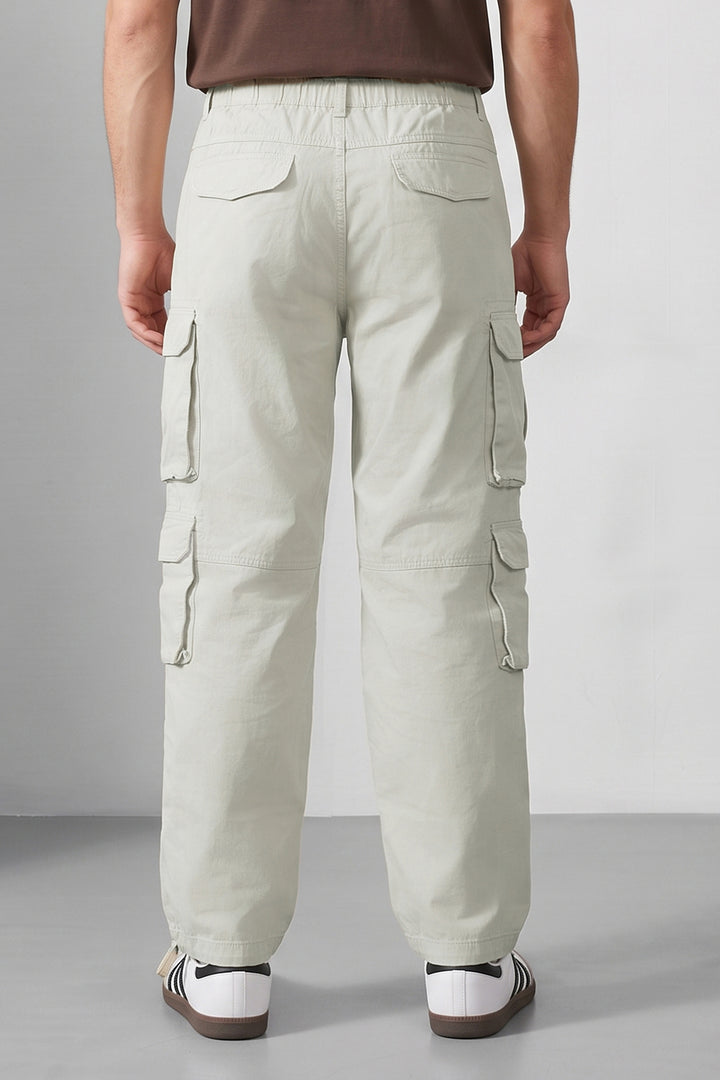 Light Grey Multi Mens 8 Pocket Cargo Pants