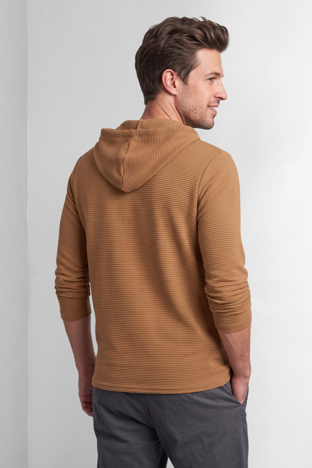Golden Waffle Placket Hooded T-Shirt