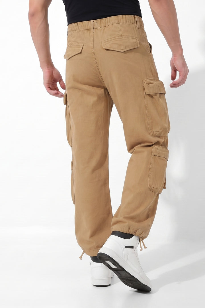 Gritstones Men's Gold Utility 10 Pocket Cargo Pants