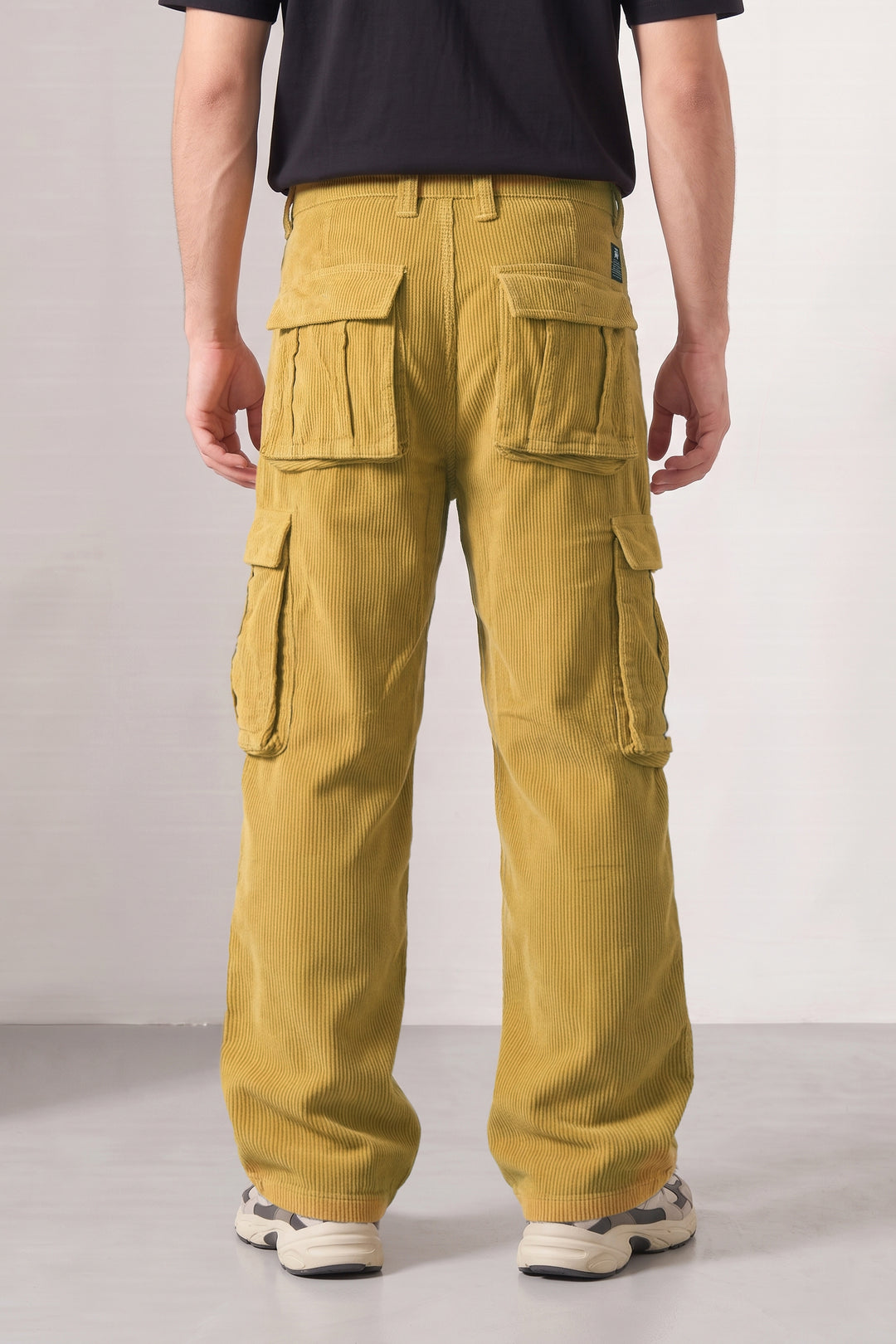 Yellow Premium Corduroy 6-Pocket Cargo Trousers