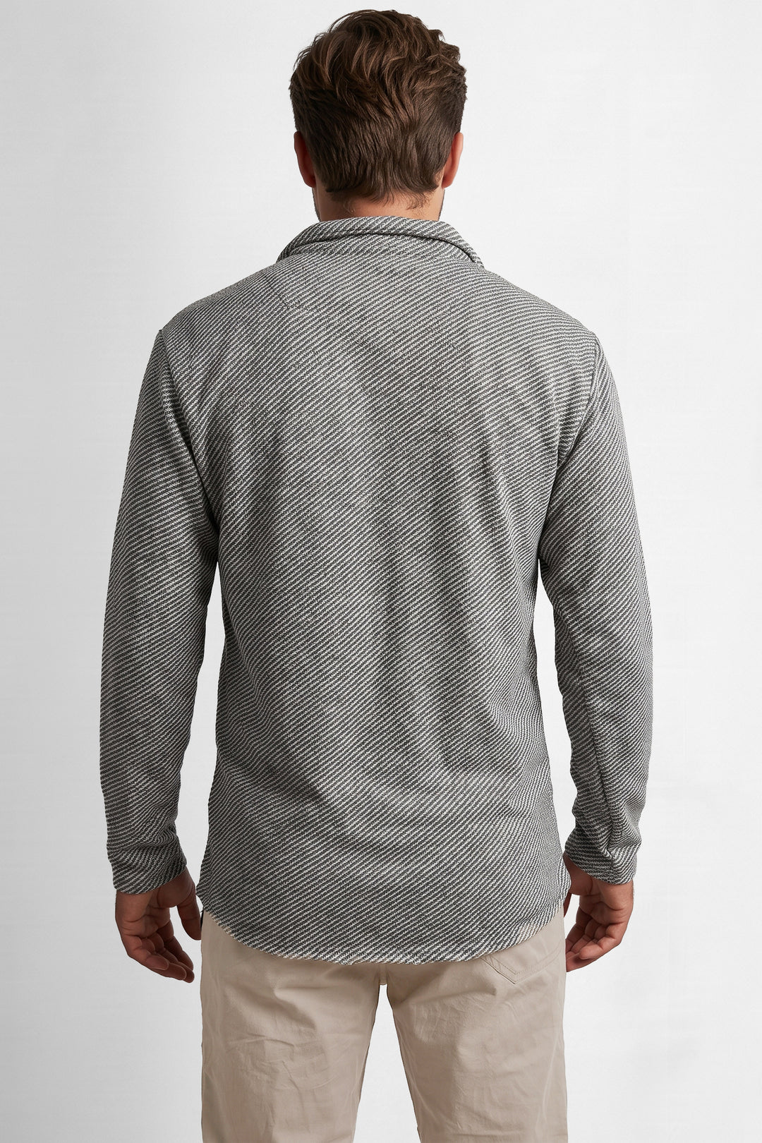Black Silver Self Design Zipper T Shirt