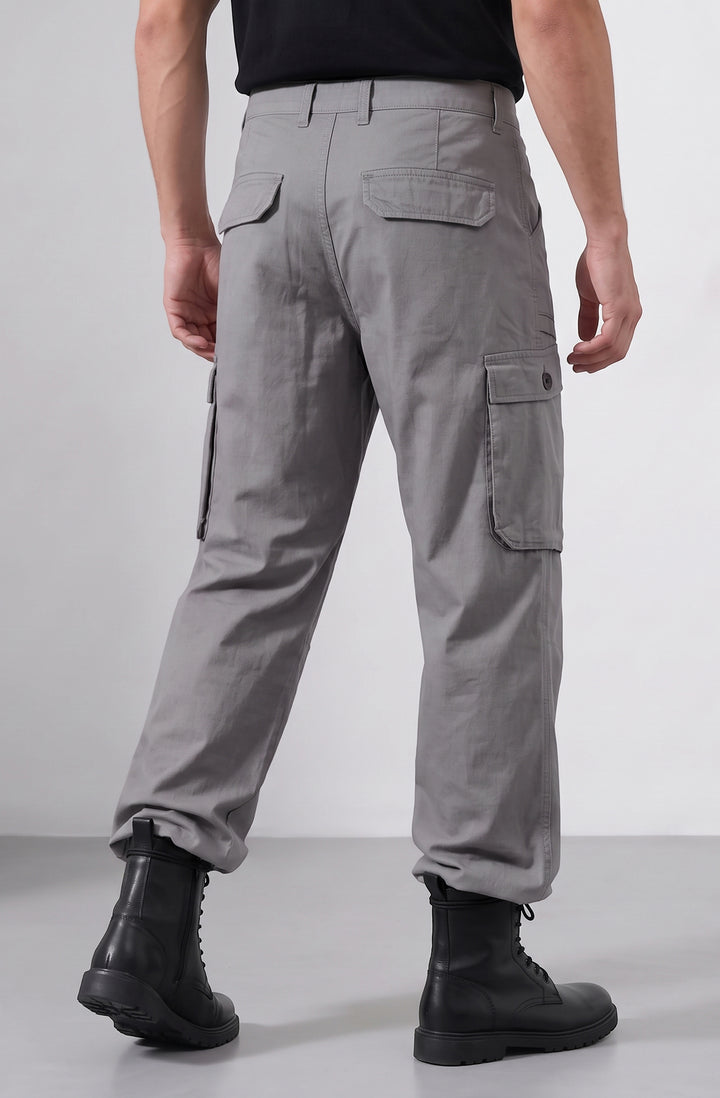 Grey 6 Pocket Cotton Cargo Pant