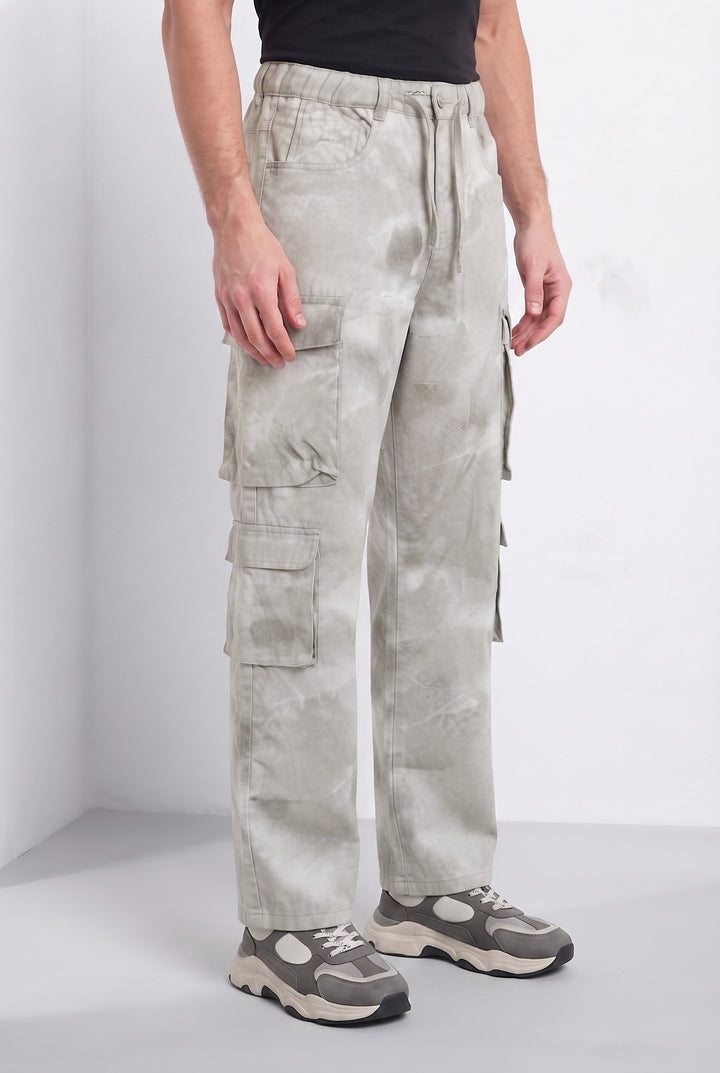 Light Grey Men’s 8 Pocket Cargo Pants | Multi-Pocket Utility Trousers | Regular Fit Casual Cargo Pants