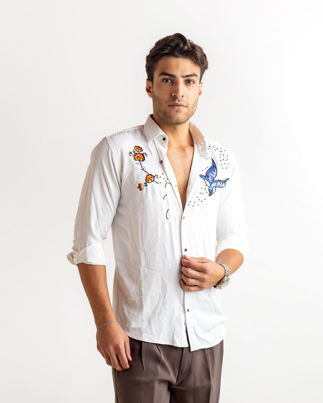 White Raven Embellished Shirt