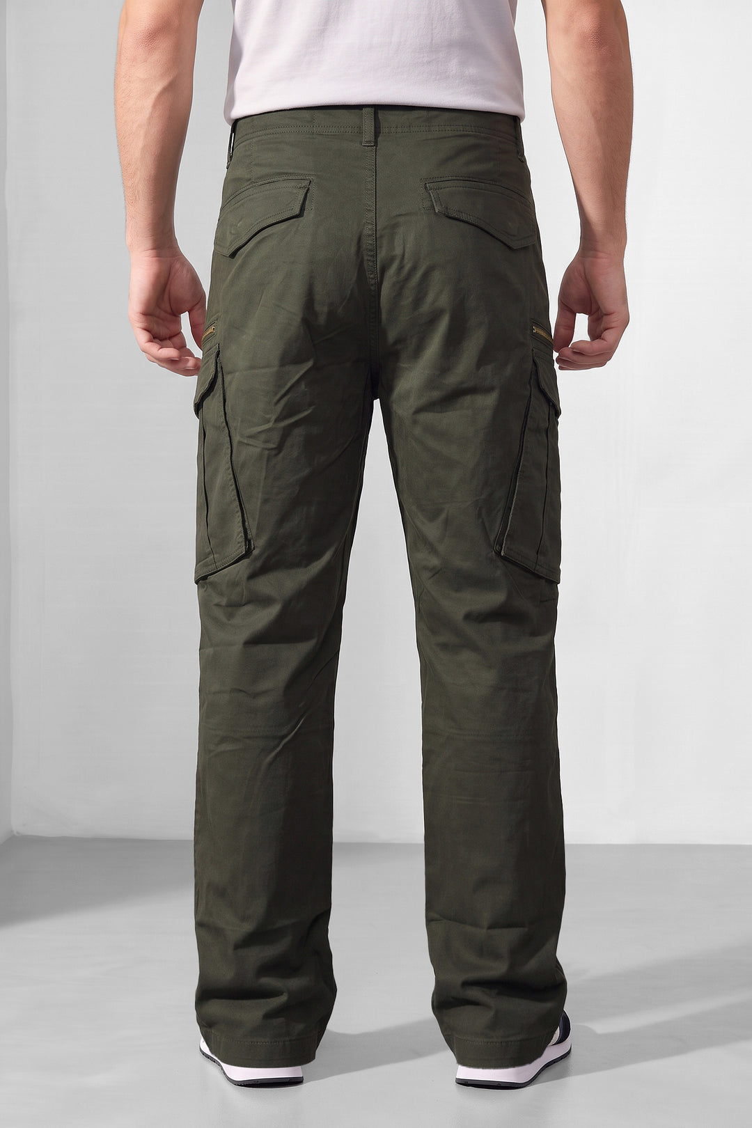Olive Green Premium Utility Cargo Trousers with 6-Pocket Design