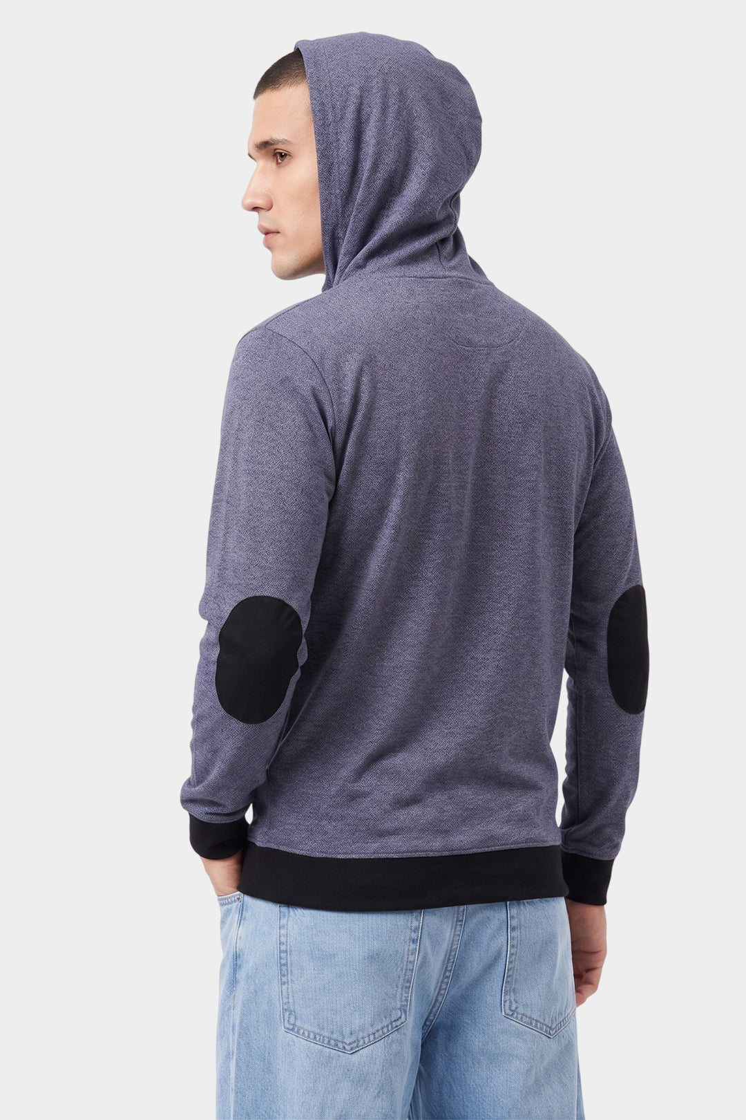 Grey Hooded Full Sleeve Cotton T-Shirt