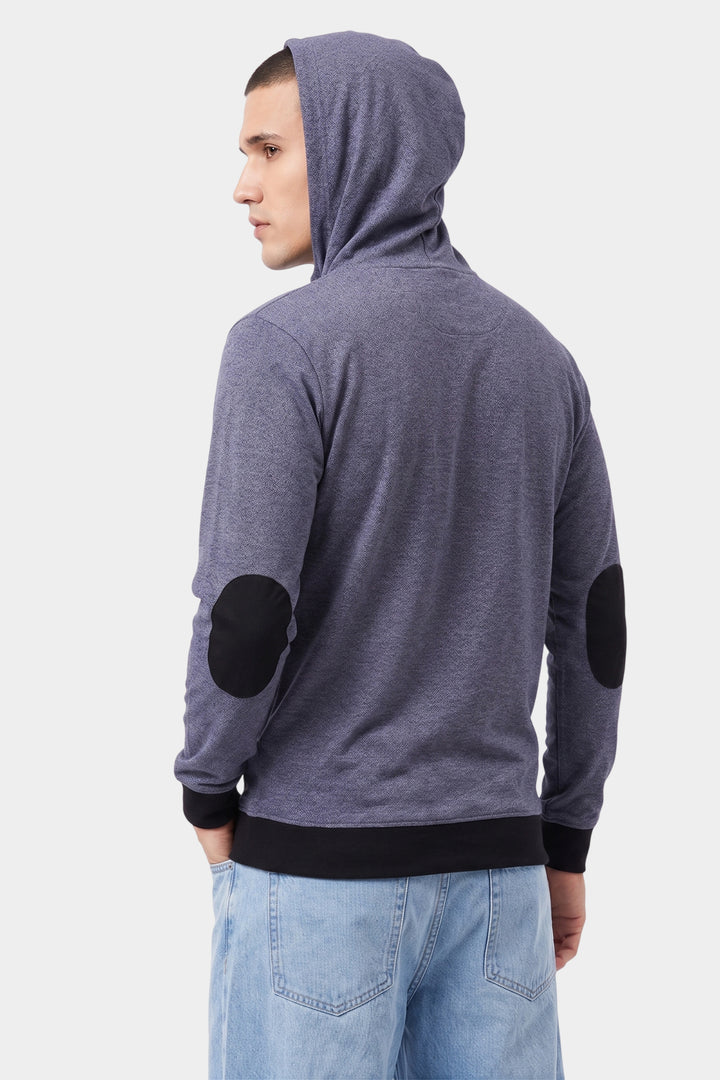 Grey Hooded Full Sleeve Cotton T-Shirt