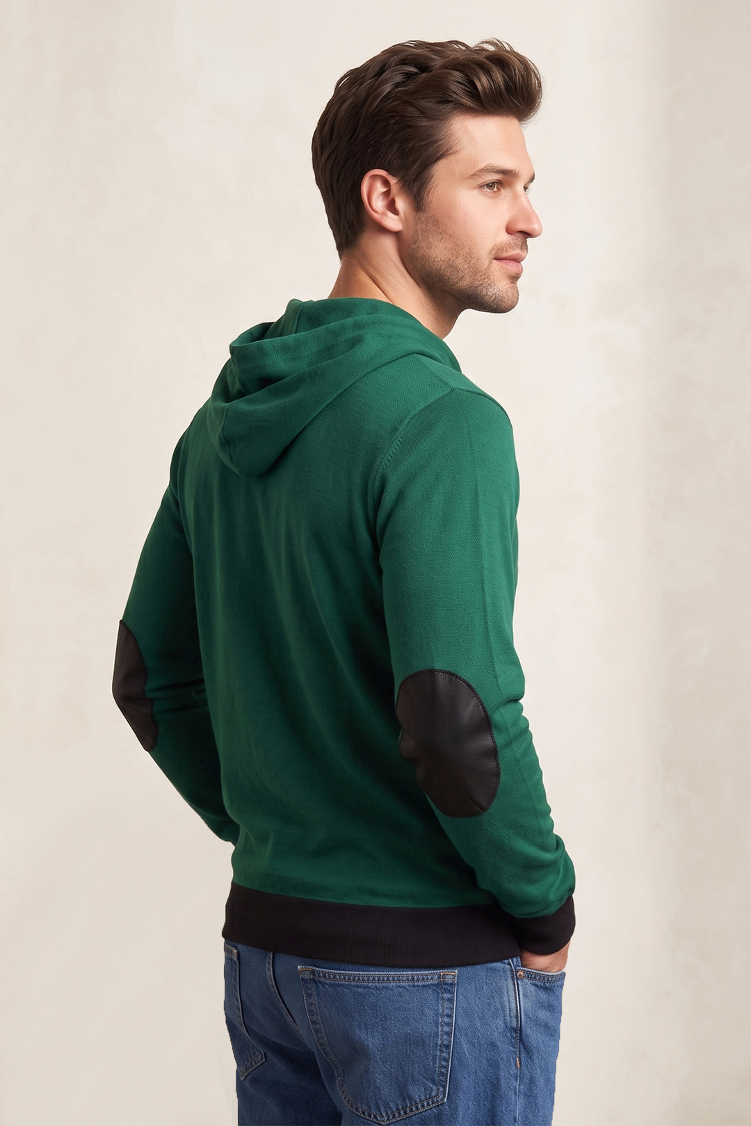 Green Full Sleeved Hooded Neck T-Shirt