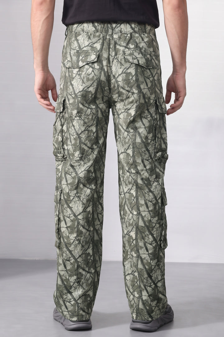 Grey Woodland Camouflage 8-Pocket Cargo Trousers