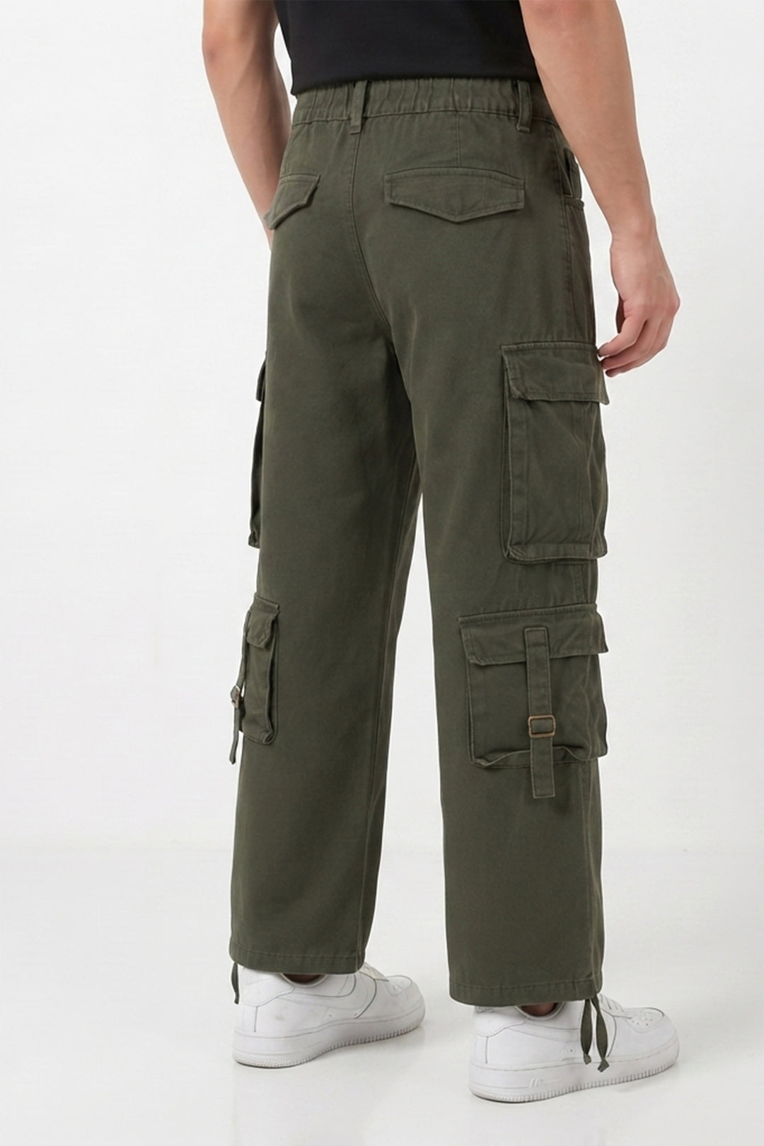 Gritstones Men's Green Utility 10 Pocket Cargo Pants