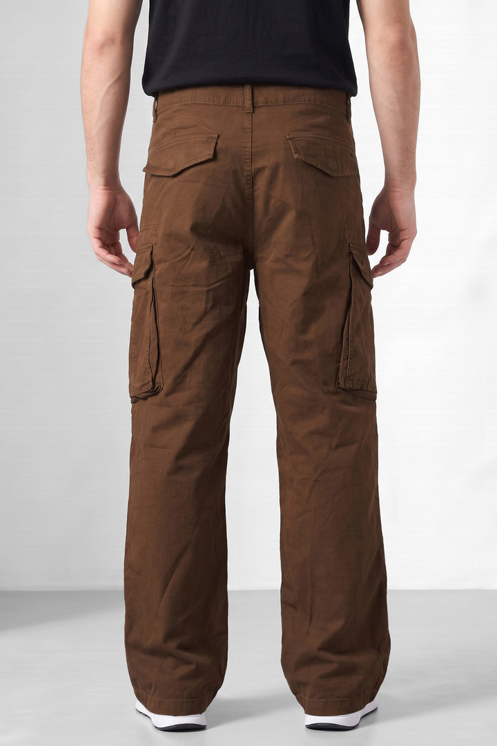 Dark Brown Premium Utility Cargo Trousers with 6-Pocket Design