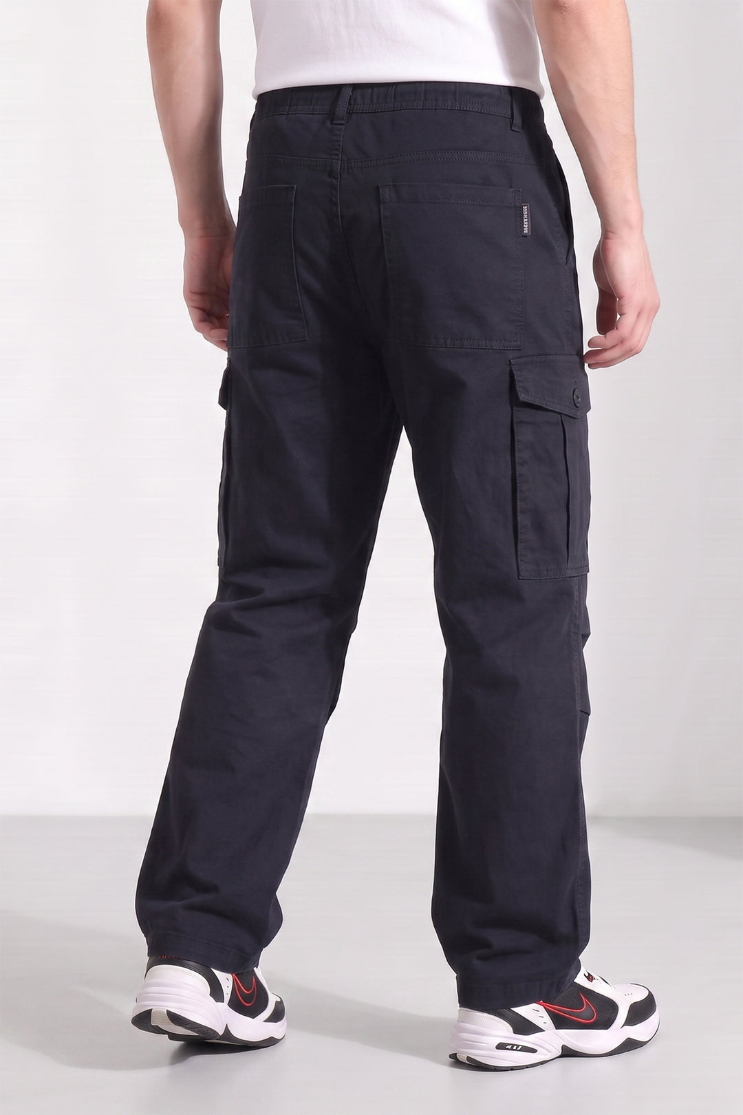 Black 6 Pocket Tactical Cargo Pants Comfortable Casual Trousers