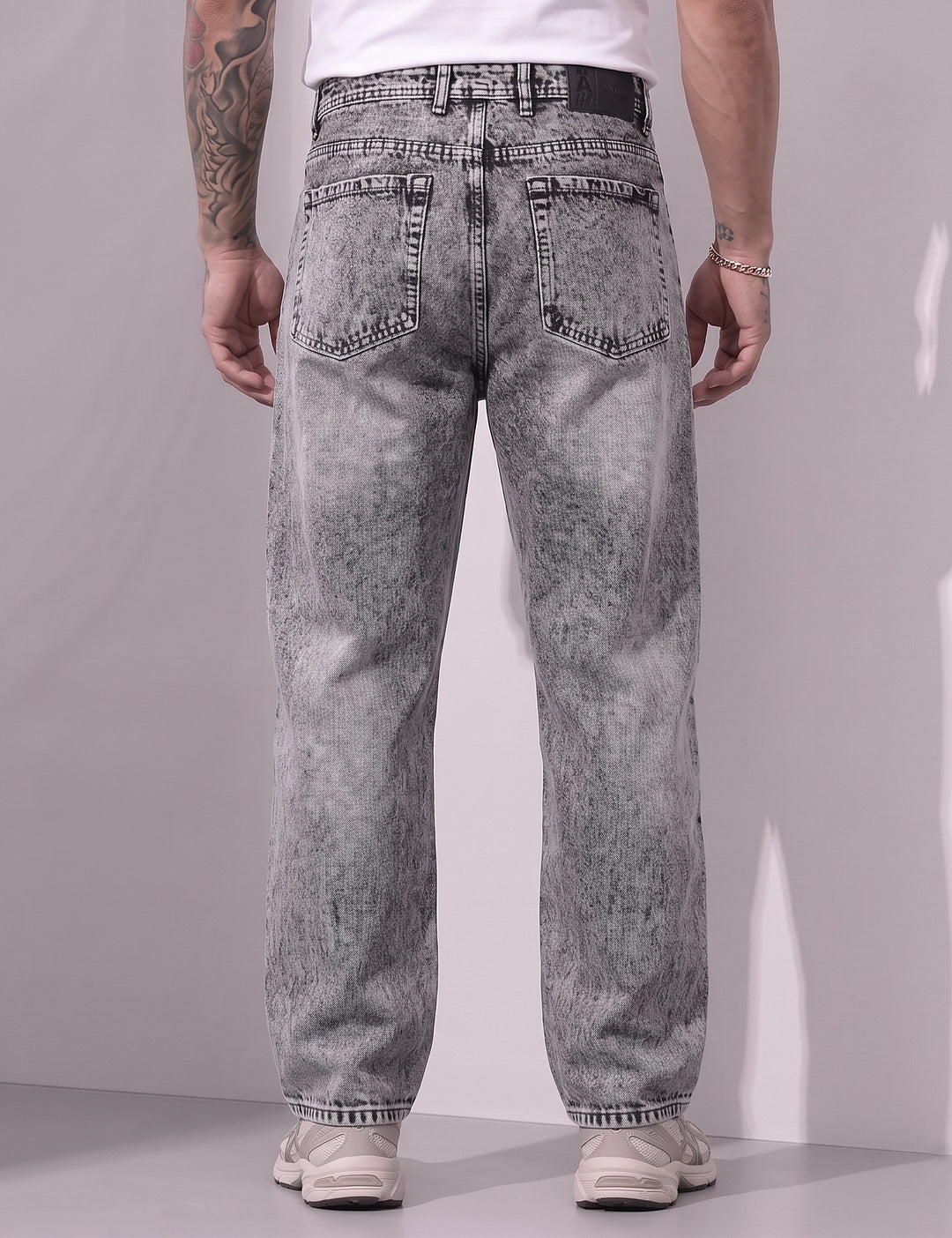 Grey Color Regular Fit Denim Pant