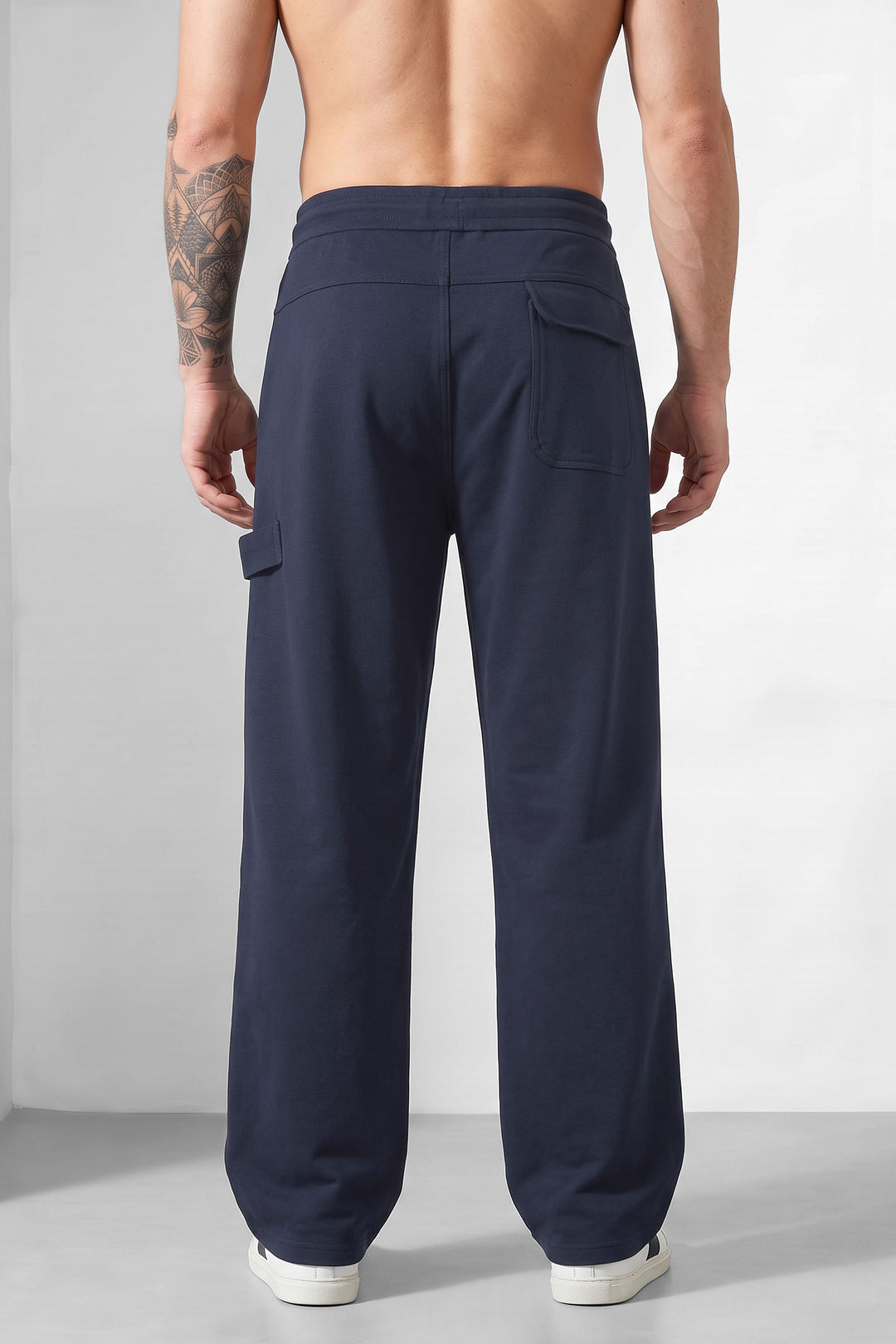 Navy Blue Men's Minimalist Street Style Track Pants