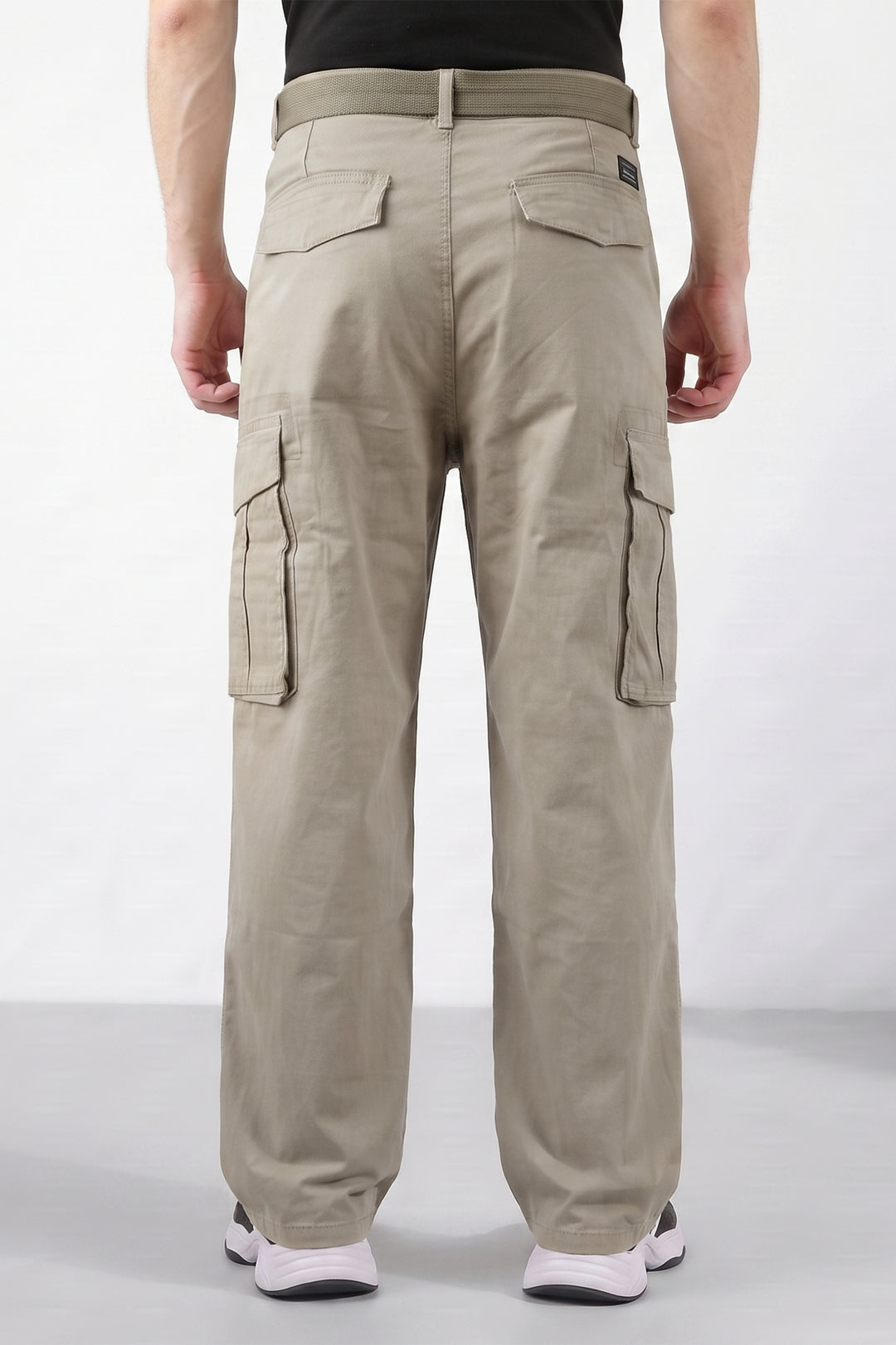 Cream Cotton 6 Pocket Cargo Pant