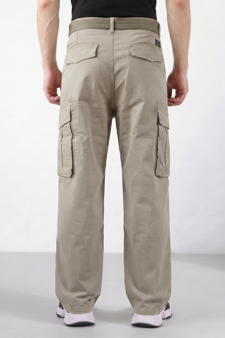 Cream Cotton 6 Pocket Cargo Pant
