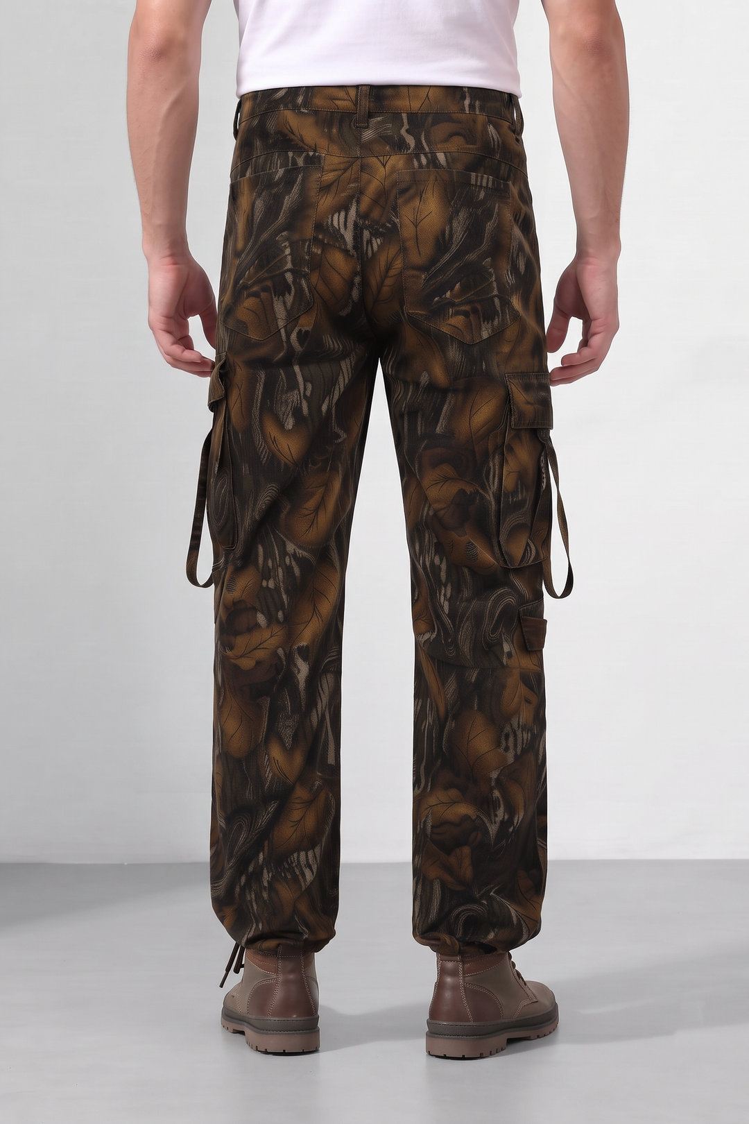Multicolor Men Camouflage Print 8 Multi Pocket Cargo Trousers