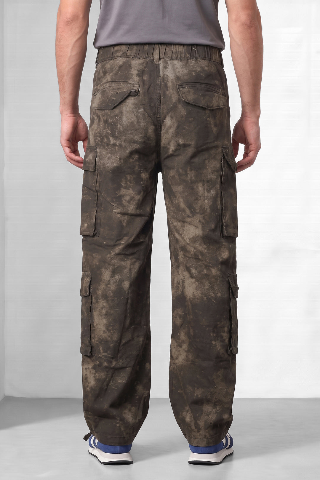 Brown Distressed 8-Pocket Utility Cargo Trousers