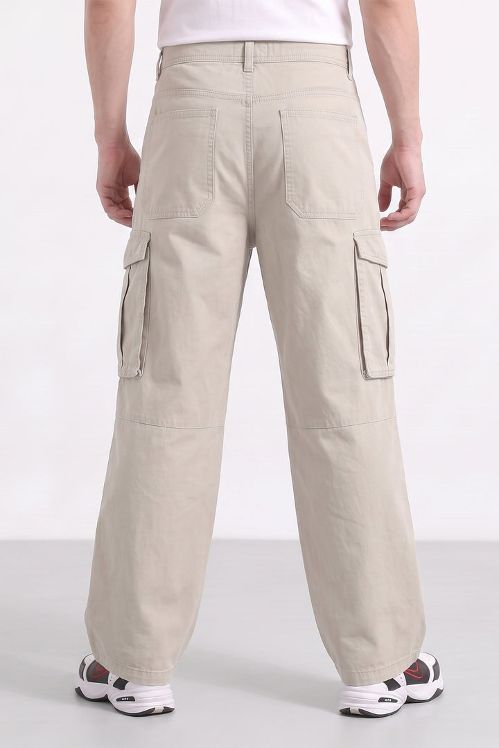 Dark Cream 6 Pocket Tactical Cargo Pants Comfortable Casual Trousers