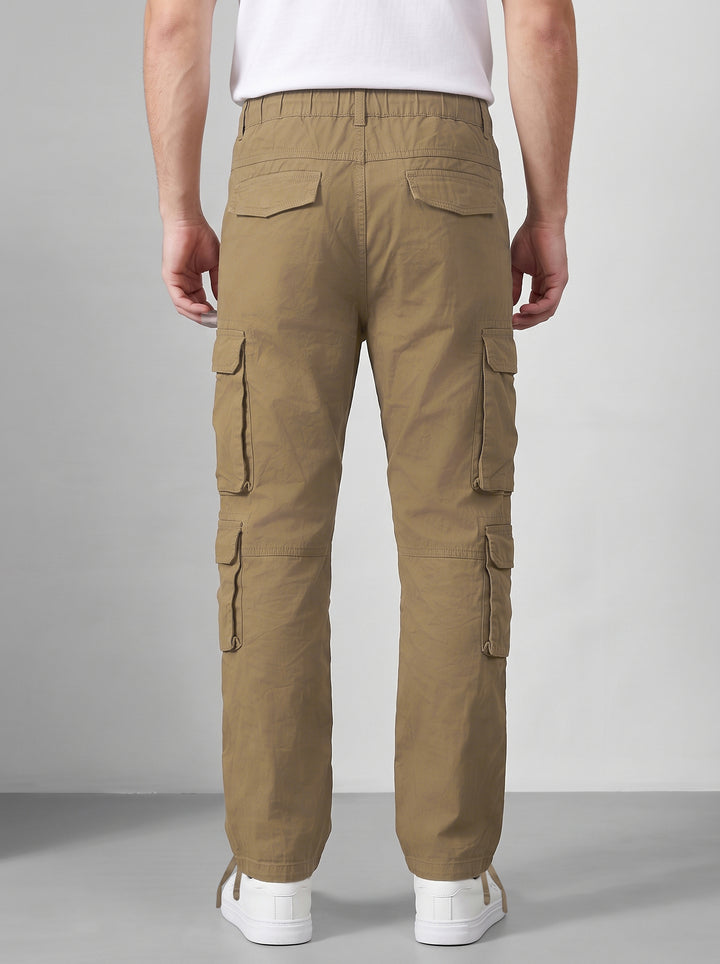 Brown Multi Mens 8 Pocket Cargo Pants