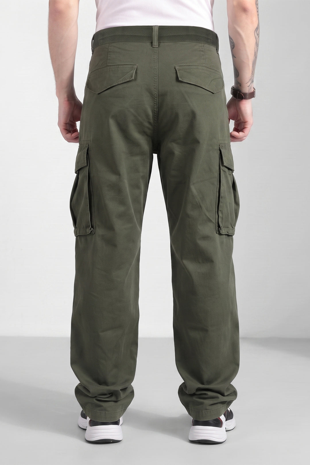 Dark Green Cotton 6 Pocket Cargo Pant