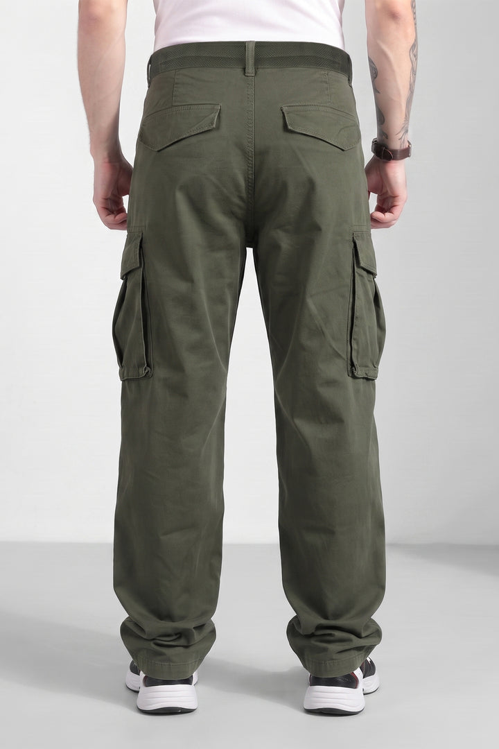 Dark Green Cotton 6 Pocket Cargo Pant