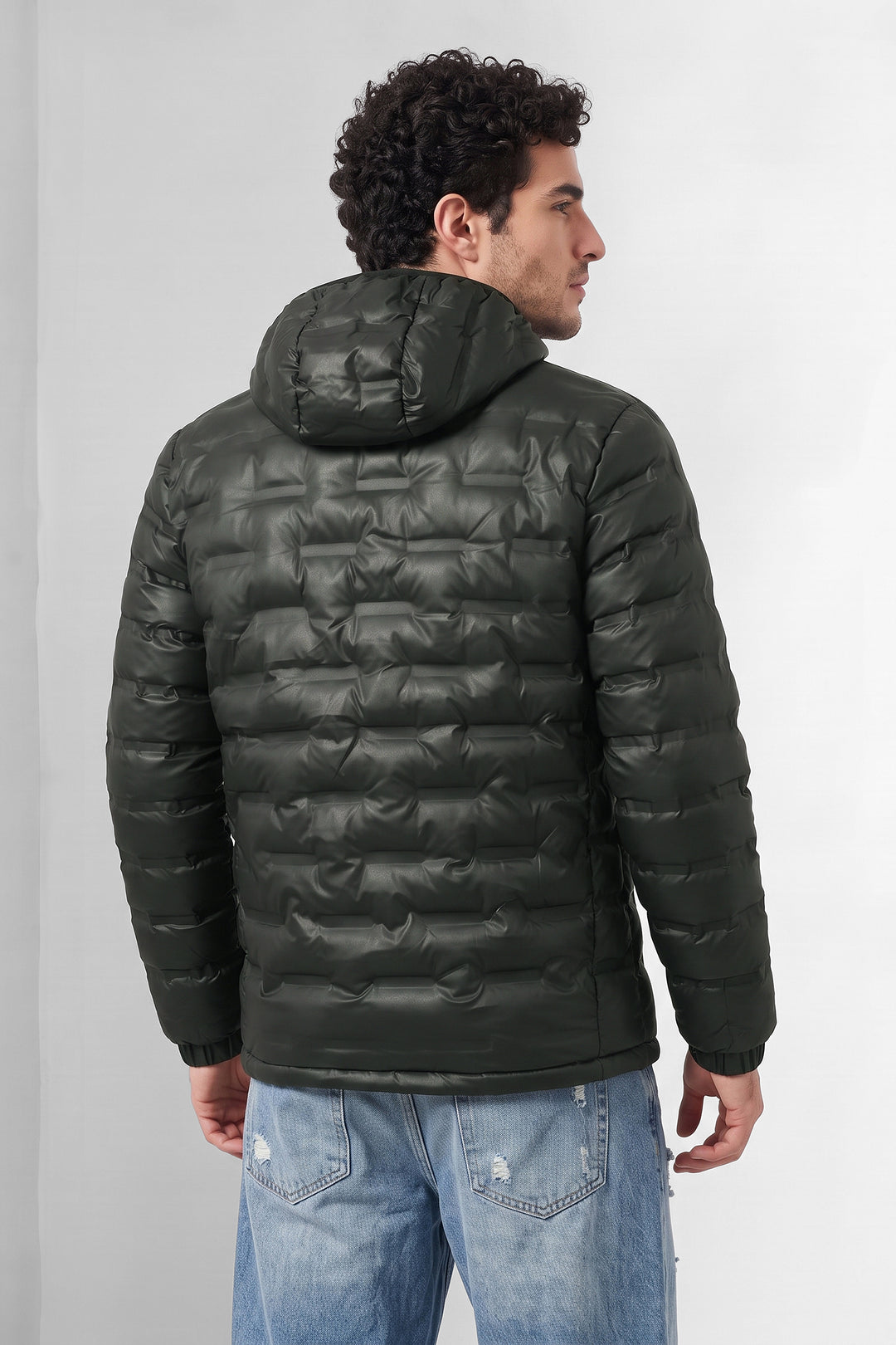 Black Designer Quilted Hooded Puffer Jacket