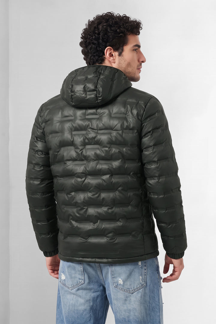 Black Designer Quilted Hooded Puffer Jacket