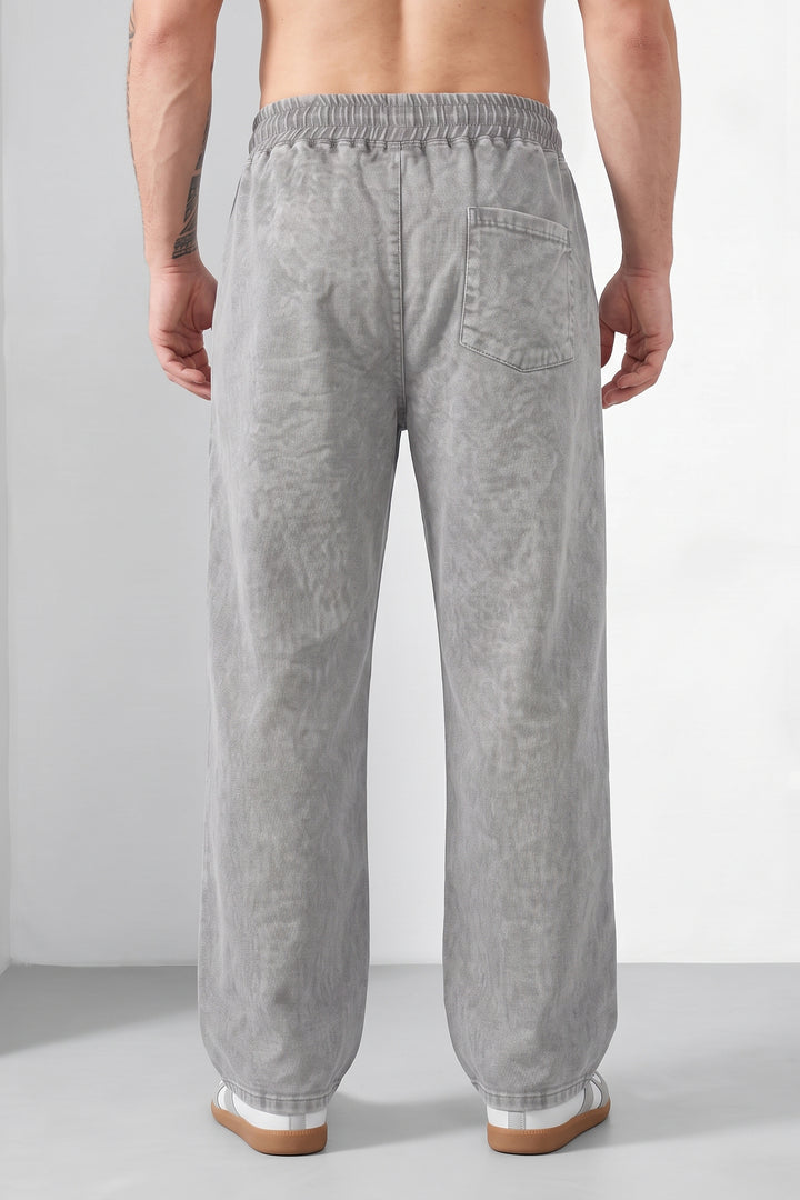 Grey Denim Shade Contemporary Acid Wash Sweatpant