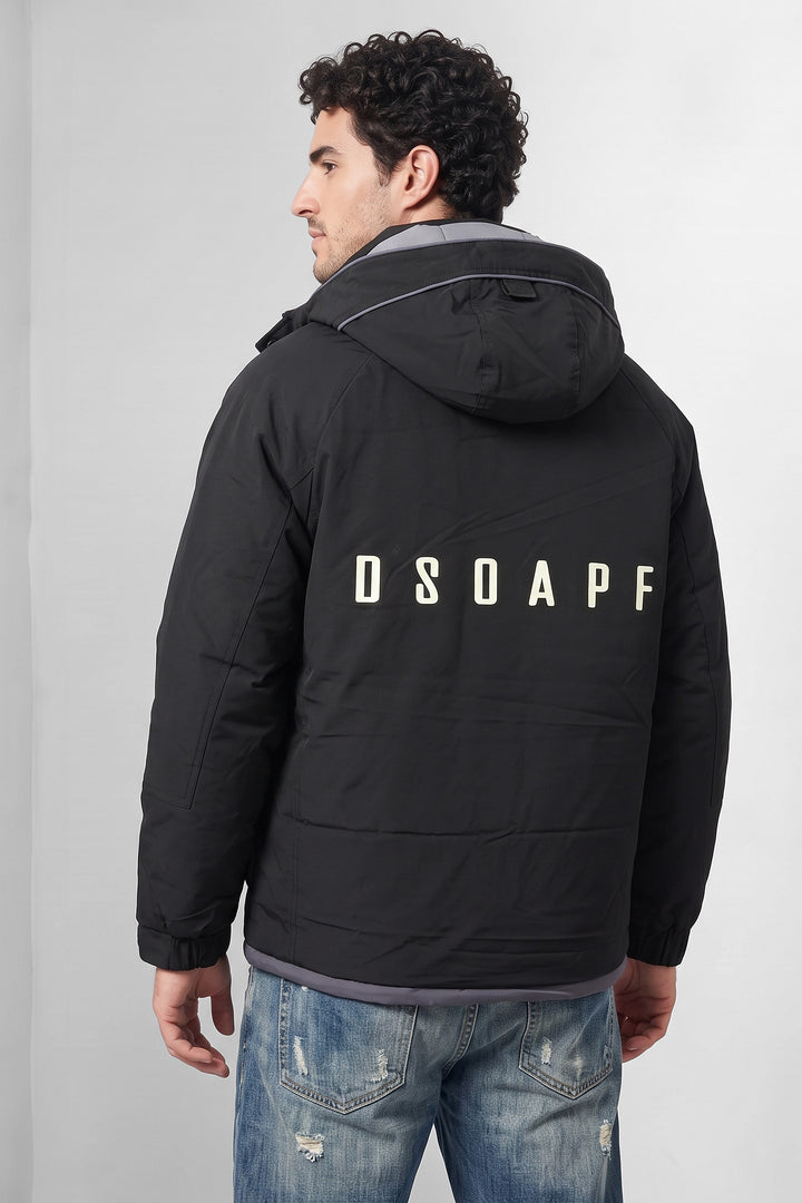 Black Hooded Heavy Winter Jacket