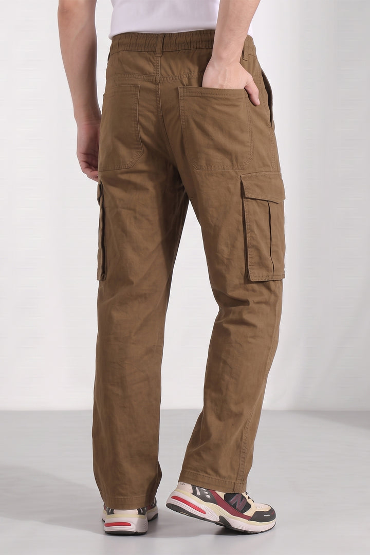 Dark Brown 6 Pocket Tactical Cargo Pants Comfortable Casual Trousers
