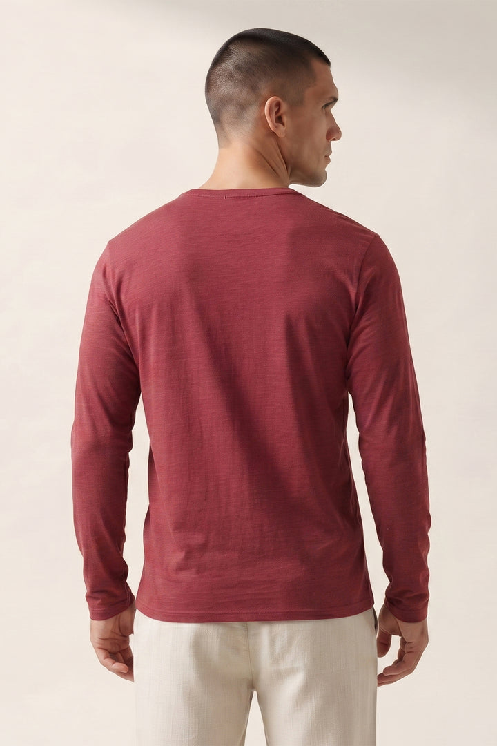Full Sleeve Solid Henley T-Shirt