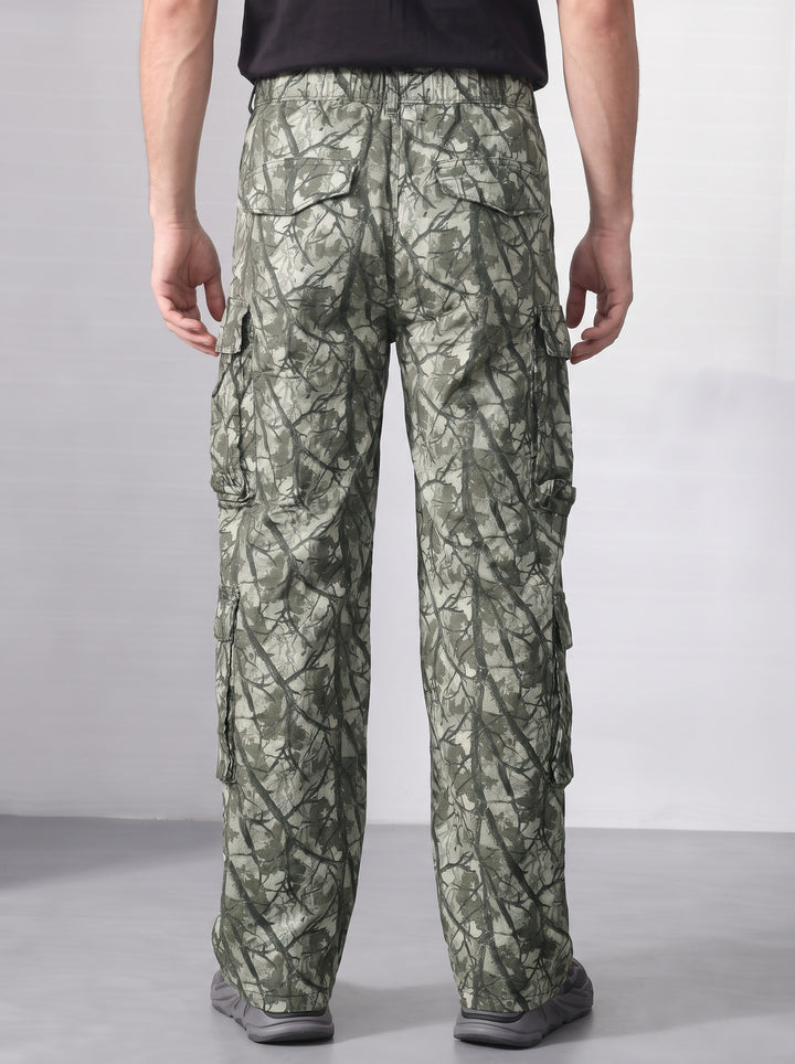 Grey Woodland Camouflage 8-Pocket Cargo Trousers