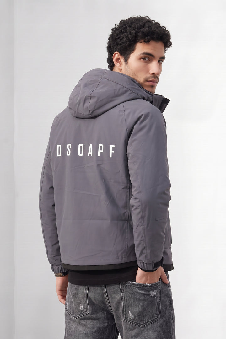 Light Purple Quilted Hooded Heavy Winter Jacket with Utility Pockets