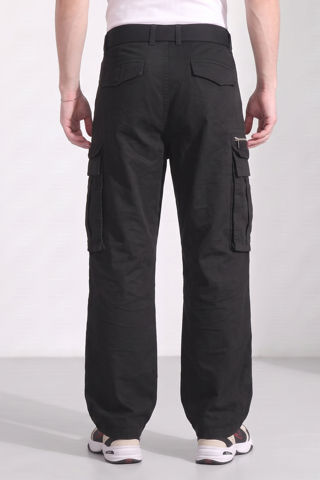 Black 6 Pocket Tactical Cargo Pants Comfortable Casual Trousers
