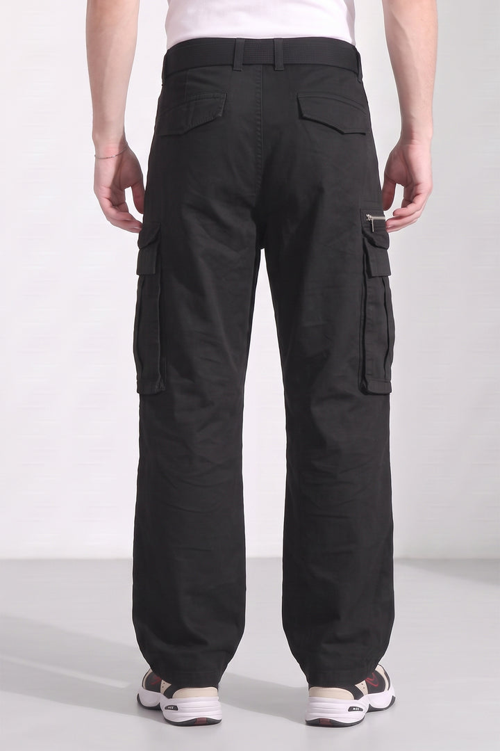 Black 6 Pocket Tactical Cargo Pants Comfortable Casual Trousers