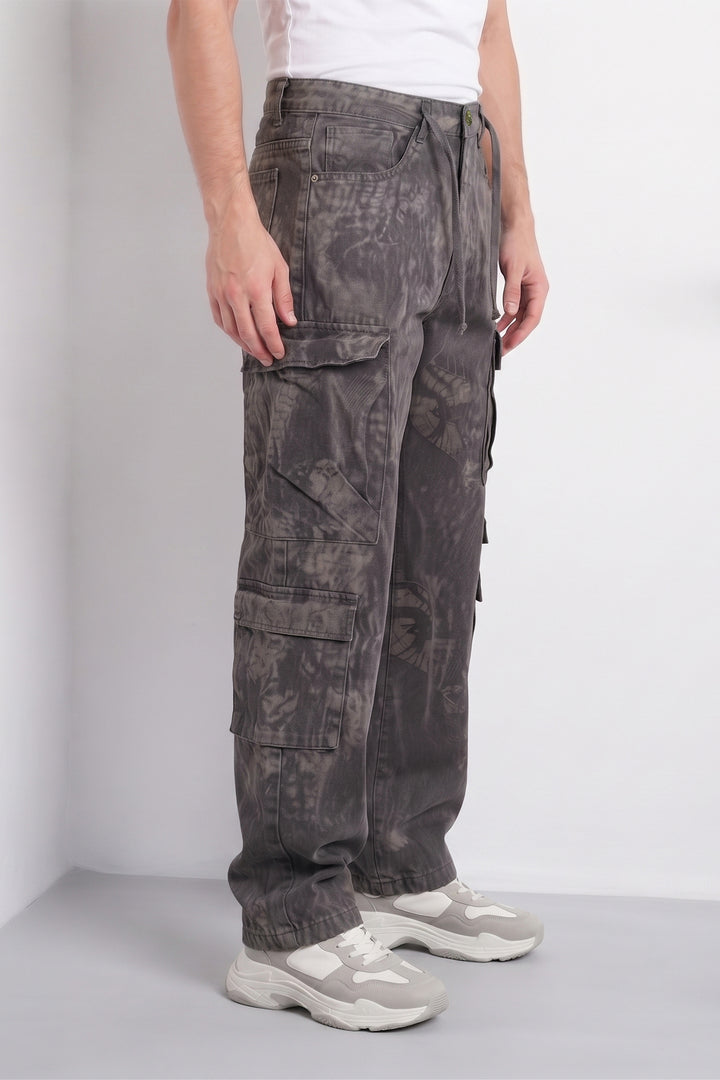 Black Multi Mens 8 Pocket Cargo Pants | Multi-Pocket Utility Trousers | Regular Fit Casual Cargo Pants
