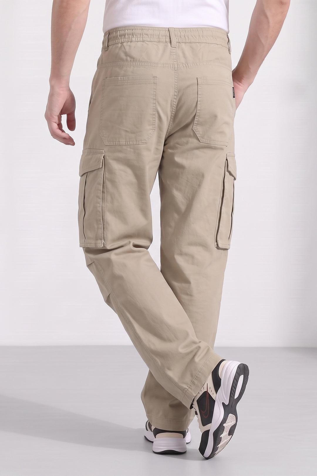 Beige 6 Pocket Tactical Cargo Pants Comfortable Casual Trousers