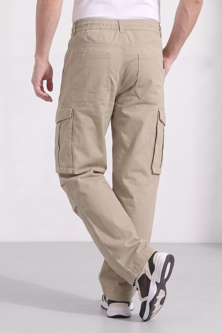 Beige 6 Pocket Tactical Cargo Pants Comfortable Casual Trousers