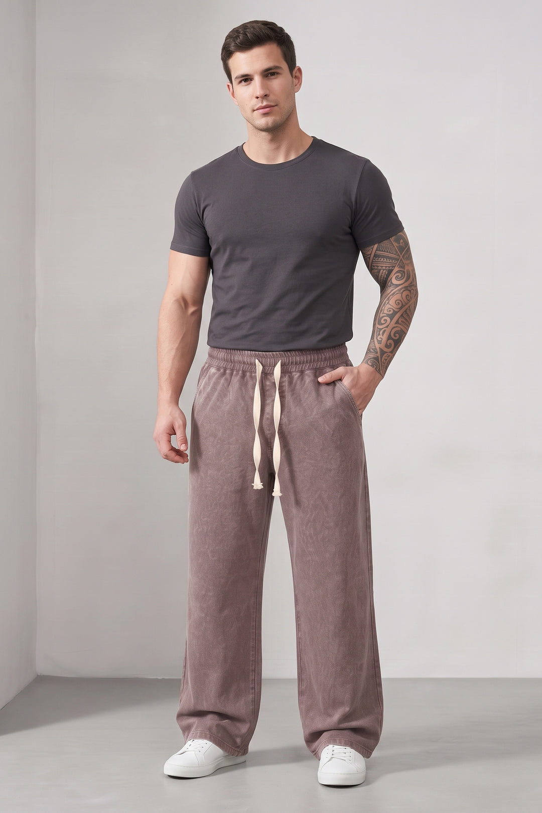 Brown Contemporary Acid Wash Sweatpant