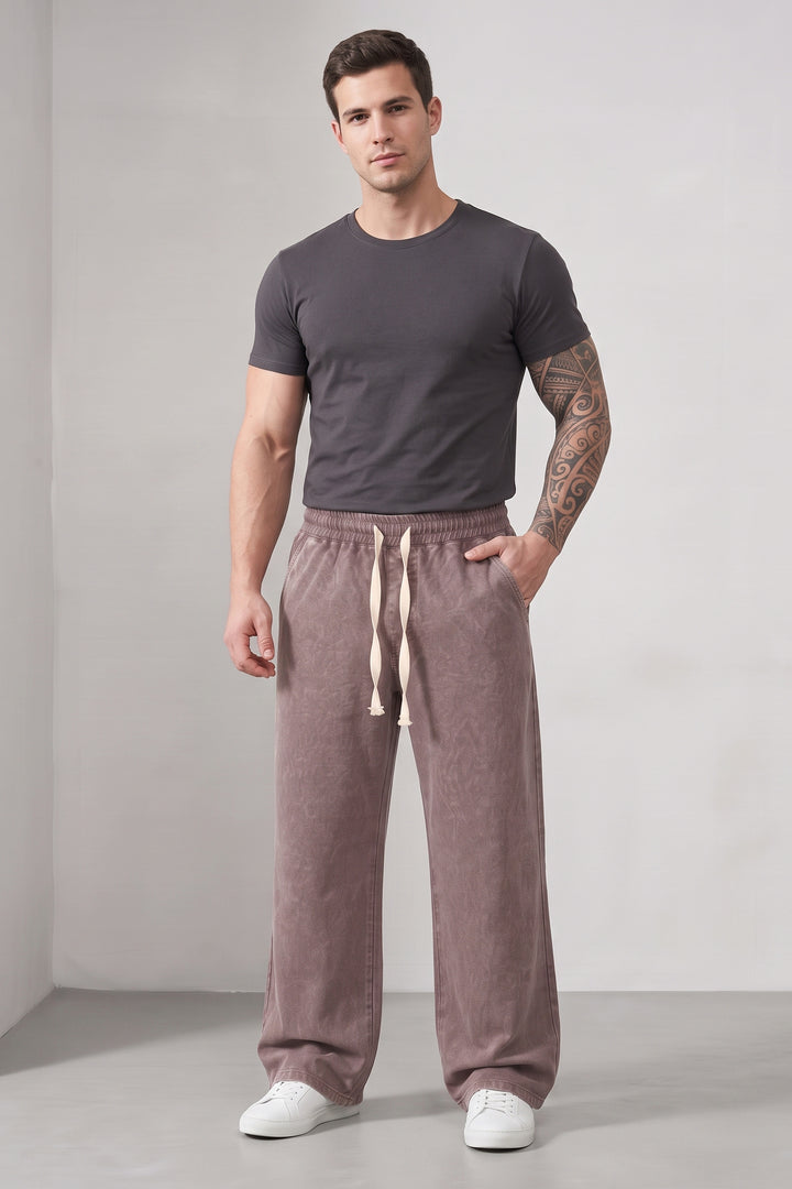Brown Contemporary Acid Wash Sweatpant